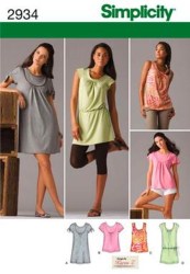 2934 STRETCH KNIT MINI DRESS,TUNIC,TOP SLVS OR NOT PATTERN 14-22